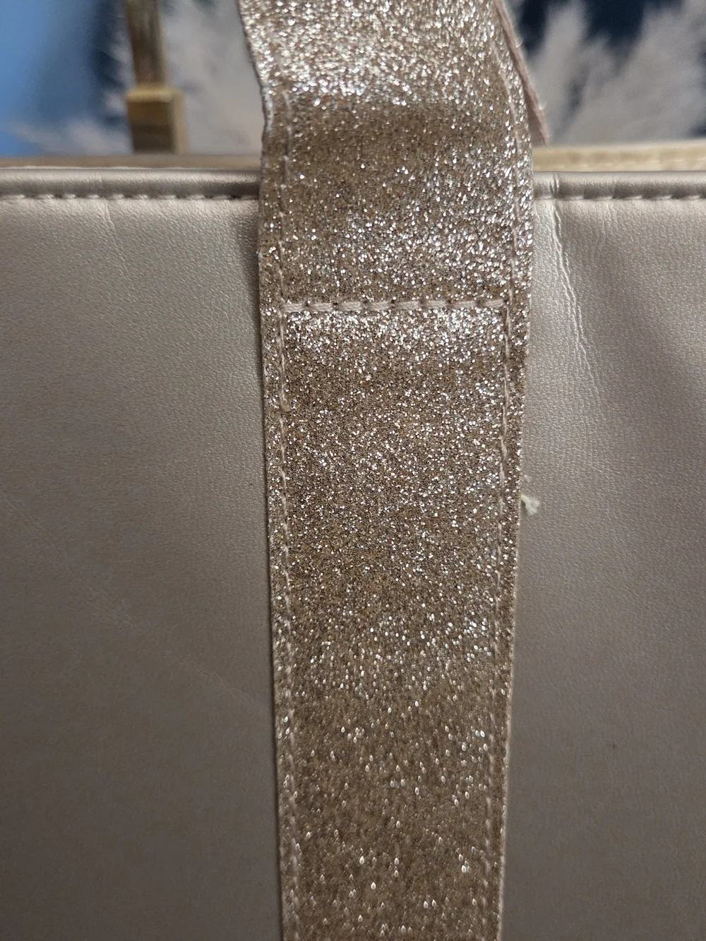 NWT Jimmy Choo Metallic Gold Tote with Glitter Strap and matching  Pouch